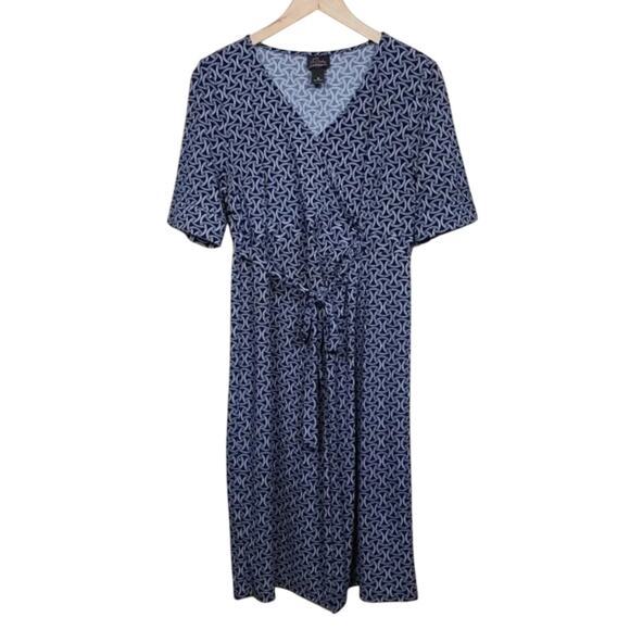 Oh Baby by Motherhood Maternity Dress Navy White Geometric Print V Neck Women M - Picture 1 of 7